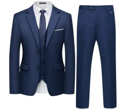 MENS SET 007  Men's 3-Piece Slim Fit Suit Set Two Button Blazer Jacket with Vest Pants Tuxedo for Party Wedding Business